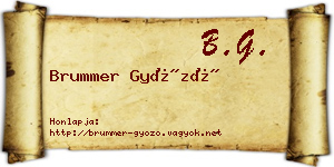 Brummer Győző névjegykártya